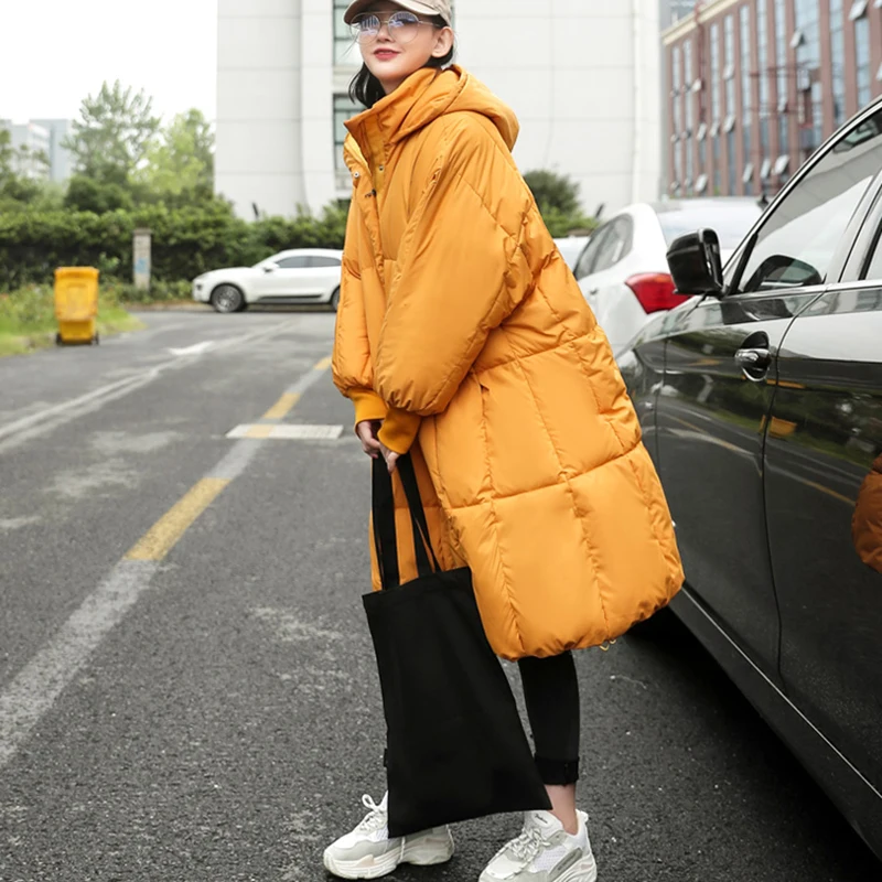 

2020Extra Large Size Women Winter Down Cotton Coat Casual Hooded Loose Oversized Coat Warm Long Section Cloak Cotton Clothes L93