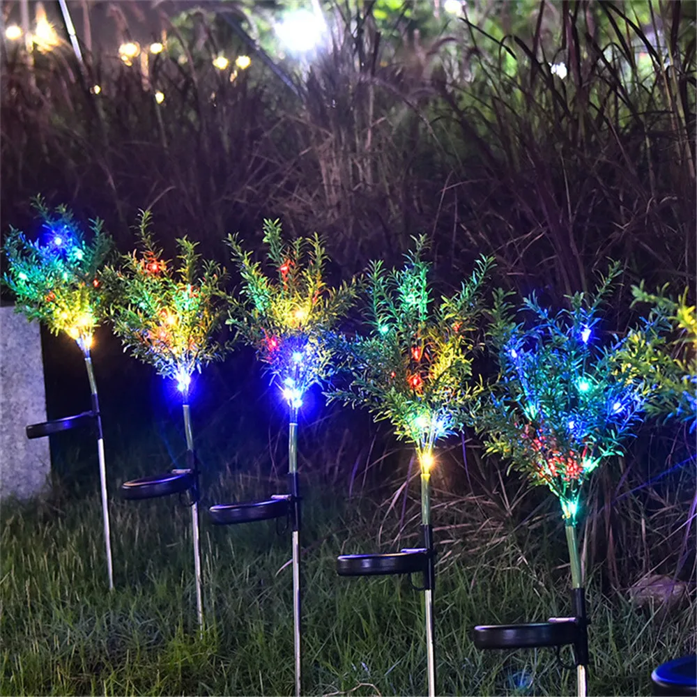 15LEDs Solar Powered Outdoor Waterproof LED Solar Garden Light Simulate Christmas Tree Shape LED Lawn Lamp for Garden Decor