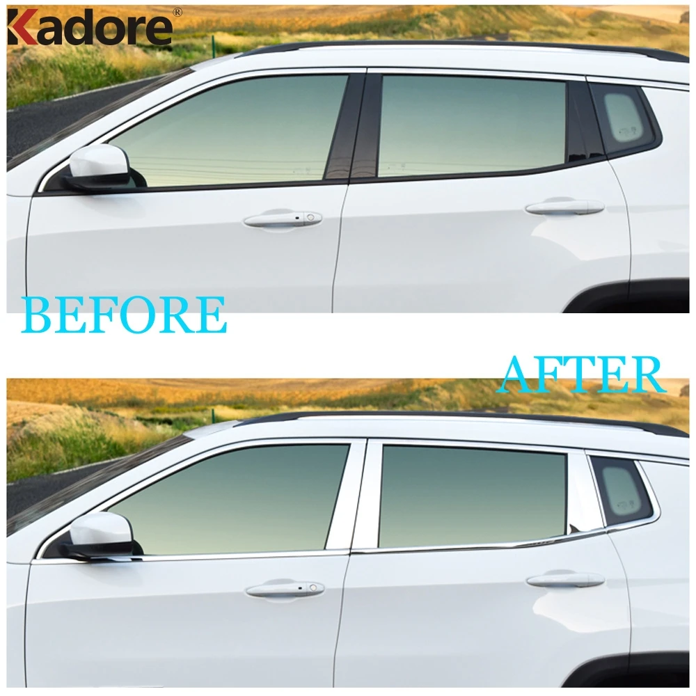 

Bottom Window Trims For Jeep Compass 2017 2018 2019 2020 2021 Stainless Steel Centre Pillars Strip Cover Trim Car Accessories