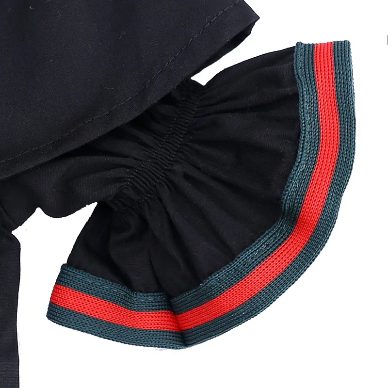 

2021 Spring Autumn Girls Casual Half Sleeve Tops And Long Pant 2pcs Sets Cotton Black For Kids Children