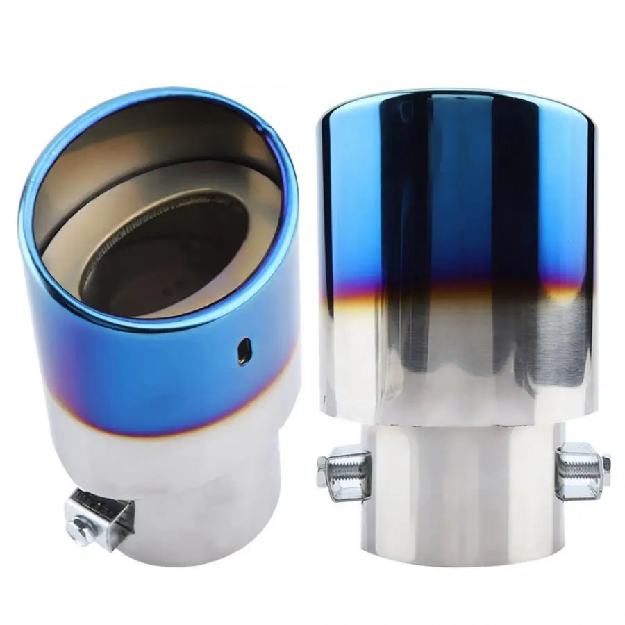 Глушитель для автомобиля хромированная синяя нержавеющая сталь Универсальная