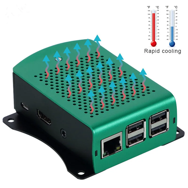 Зеленый алюминиевый серебряный корпус металлический RPI 3 коробка совместима с