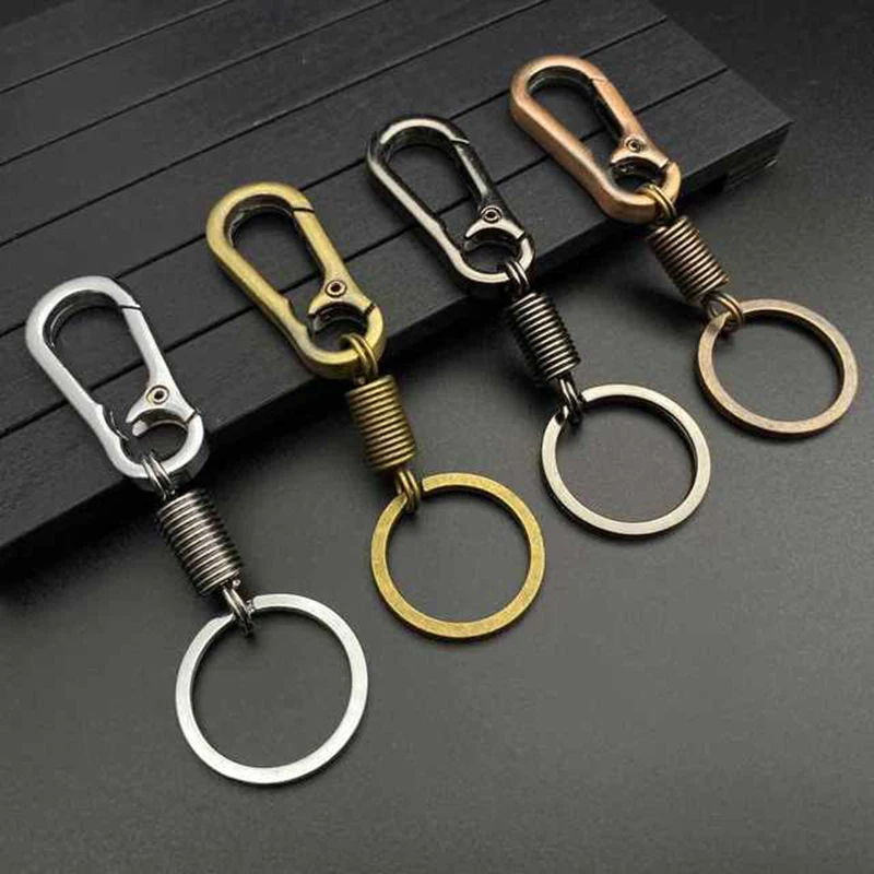 

Gourd Buckle Spring Key Chain Stainless Steel Retractable Waist Belt Clip Carabiner Climbing Hook Unisex Anti-lost Key Rings