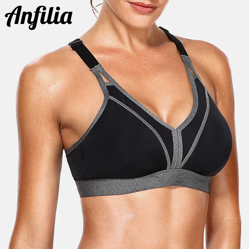 

Anfilia Women Sports Bra High Impact Support Backcross Yoga Bra Running Workout Bra Underwear Professional Fitness Sports Top