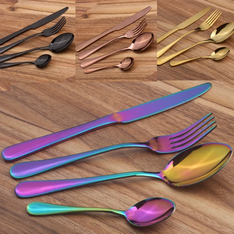 

Stainless Steel Flatware Silverware set Tableware Cutlery Table Forks Luminarc Dinnerware Talheres Dourado