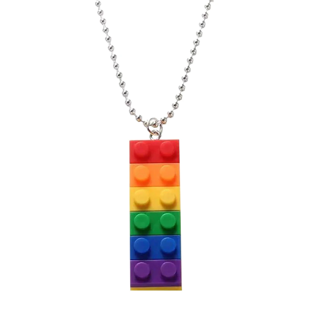 Ожерелье с радужными блоками для мужчин и женщин украшение из нержавеющей стали