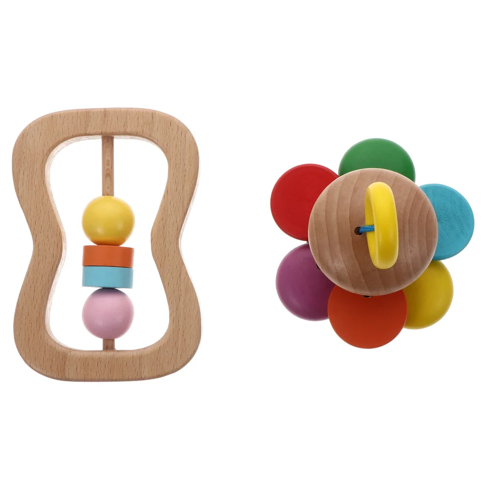 

2pcs Funny Baby Grab Handbell Wood Infant Rattle Playthings Rattle
