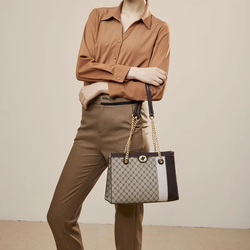 

Luxury Brand 100% Genuine Leather Printing Stitching Atmospheric Tote Bag Fashion All-match One-shoulder Messenger Female Bag Gg