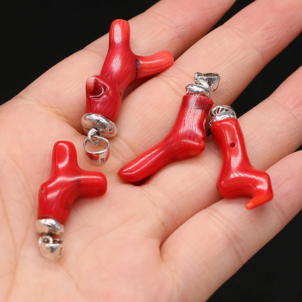 

Hot Selling Natural Red Coral Irregular Branch Pendant DIY Bracelet Necklace Jewelry Accessories 8x20-10x30mm