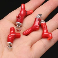 hot selling natural red coral irregular branch pendant diy bracelet necklace jewelry accessories 8x20 10x30mm