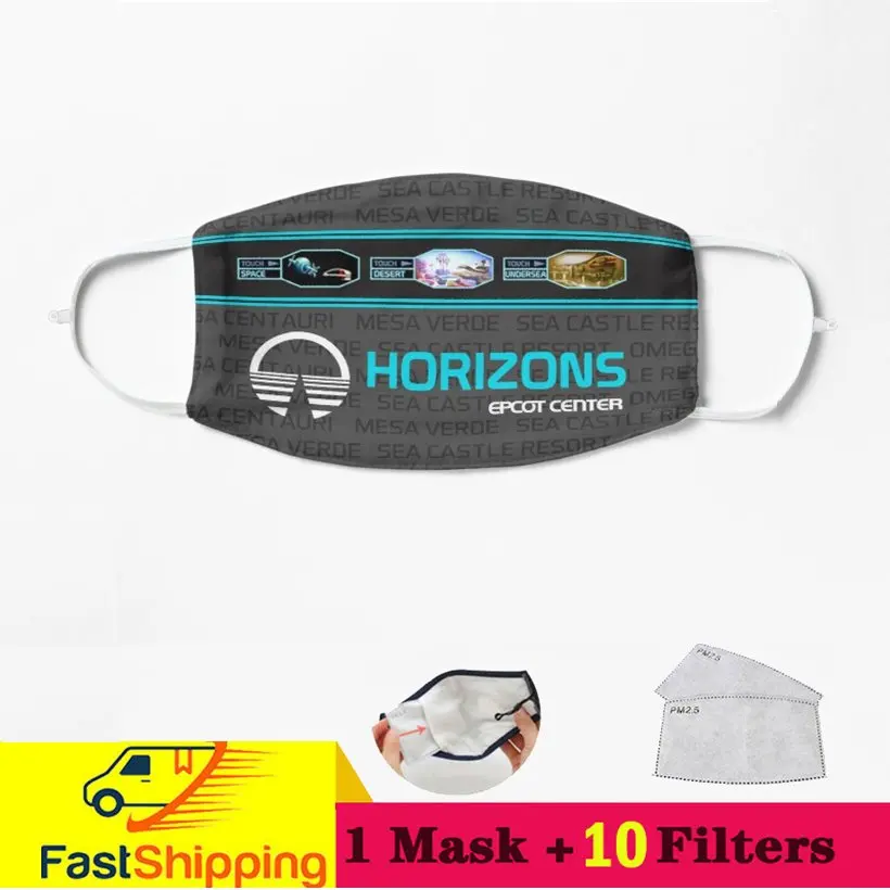 

Horizon Dreamfinder and Figment JII-розовая Пастельная маска для лица 80-х годов, антибактериальная моющаяся многоразовая маска для лица, защитная маска