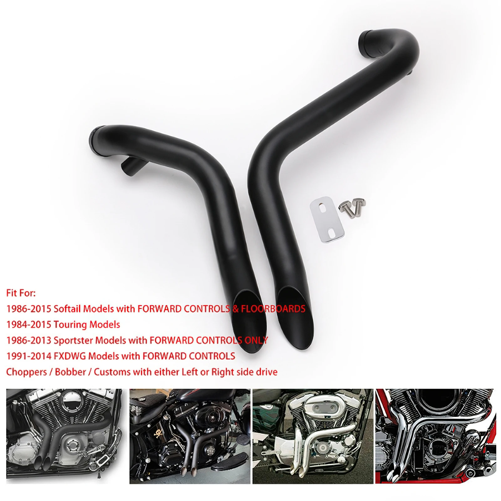 

2" Motorcycle Drag Exhaust Pipe Stainless Steel Dual Exhaust Pipe Muffler For Harley Touring Sportster Softail Chopper Bobber