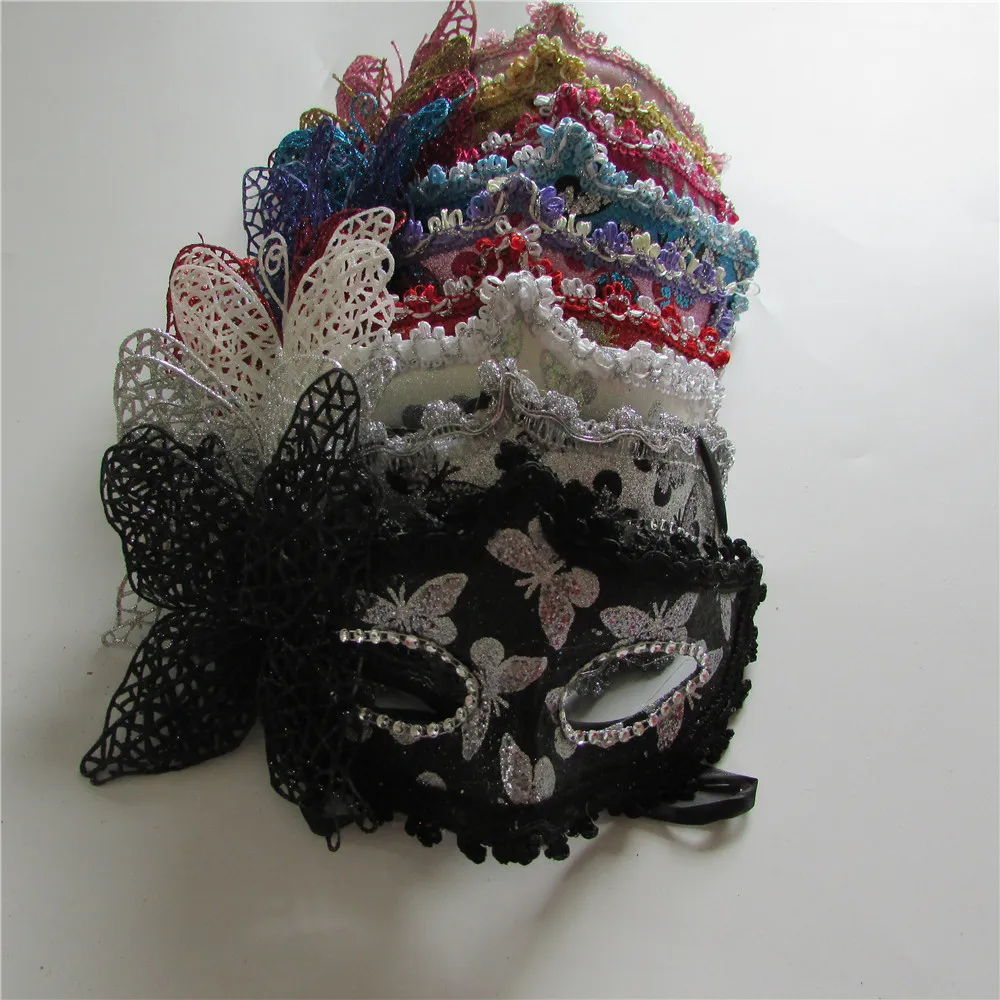 

Высококачественная Женская модная верхняя маска для вечеринки, маска на половину лица с цветным рисунком, маска с цветами и бабочками, 9 шт.