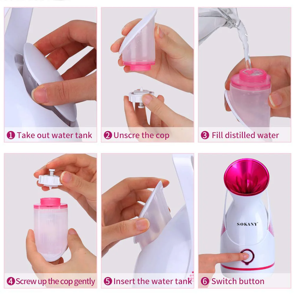 

Facial Steamer 55ml Large-capacity Water Tank Deep Cleaning Hot Steamer Face Sprayer Electric Spa Face Steamer Whitening Beauty