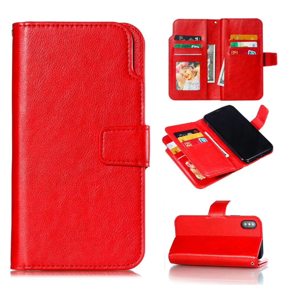 

Nine Card Slots PU Leather Flip Cover for IPhone 12 11 Pro Max Wallet Case Card Solts Folded Stand Full Protection Fashion Coque