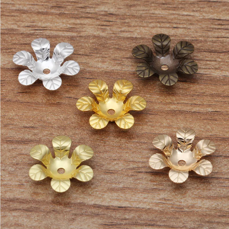 

50pcs/lot 13mm Copper Flower Spacer Bead Caps For Jewelry Making Filigree Loose Bead End Caps DIY Craft