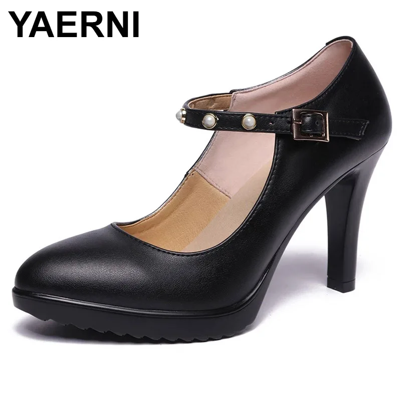 

YAERNI high-heeled professional dress work shoes waterproof platform stiletto pointed model cheongsam catwalk show buckle with