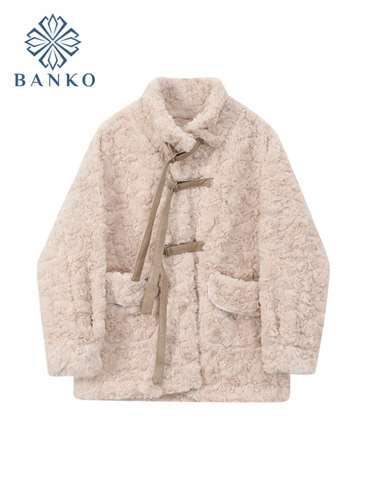 

Warm Fur Jackets Women Thick Lambswool Coat 2021 Winter New Fashion Long Sleeve Loose Korean Stand Collar Outwear Chaqueta Mujer