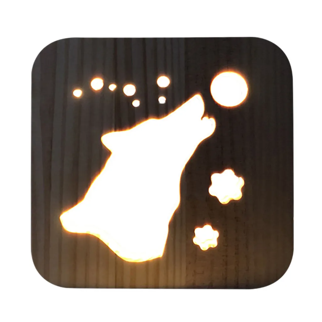 Деревянный светодиодный Ночной светильник с анималистической собачкой лапой