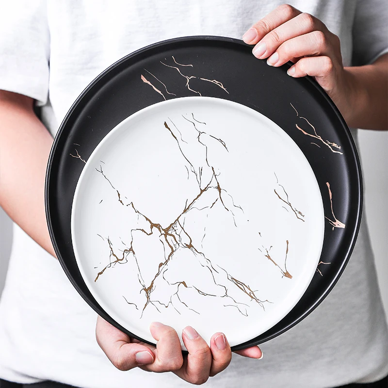 

Ceramic Western Dinner Plates Large Steak Flat Creative Dinner Plate Dish Home Porcelain Plate Pratos De Jantar Tableware DJ60ZC