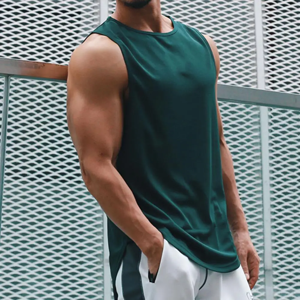

Summer Men Tees Vest Solid Color Sleeveless Polyester Summer Loose Top Summer Gym Sports Muscle Fitness Vest футболка