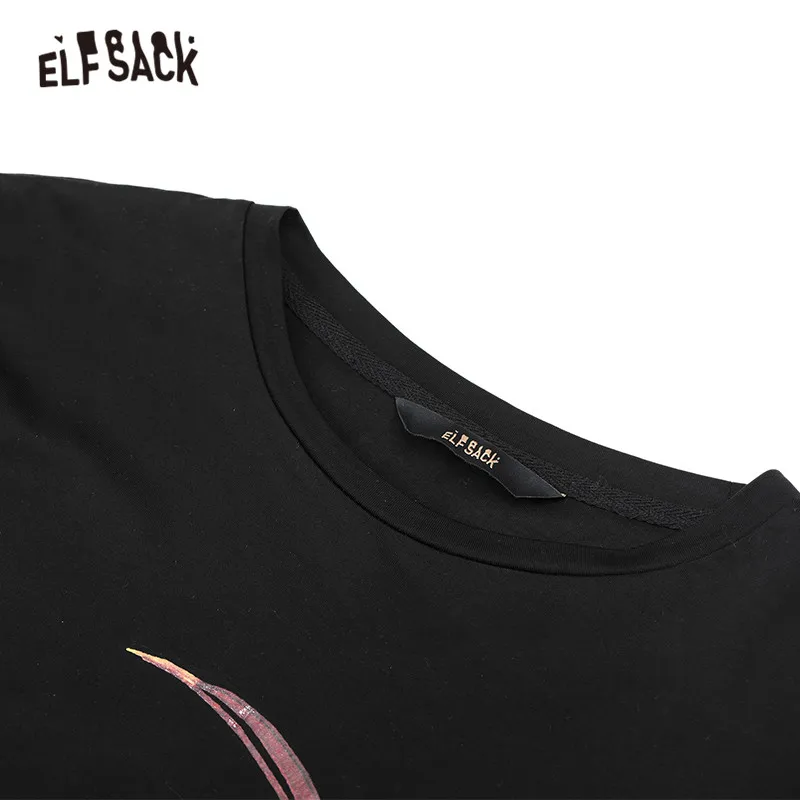 ELFSACK хлопковые полосатые футболки с мультяшным принтом для женщин Осенняя модная повседневная футболка больших размеров из двух частей в Корейском стиле панк