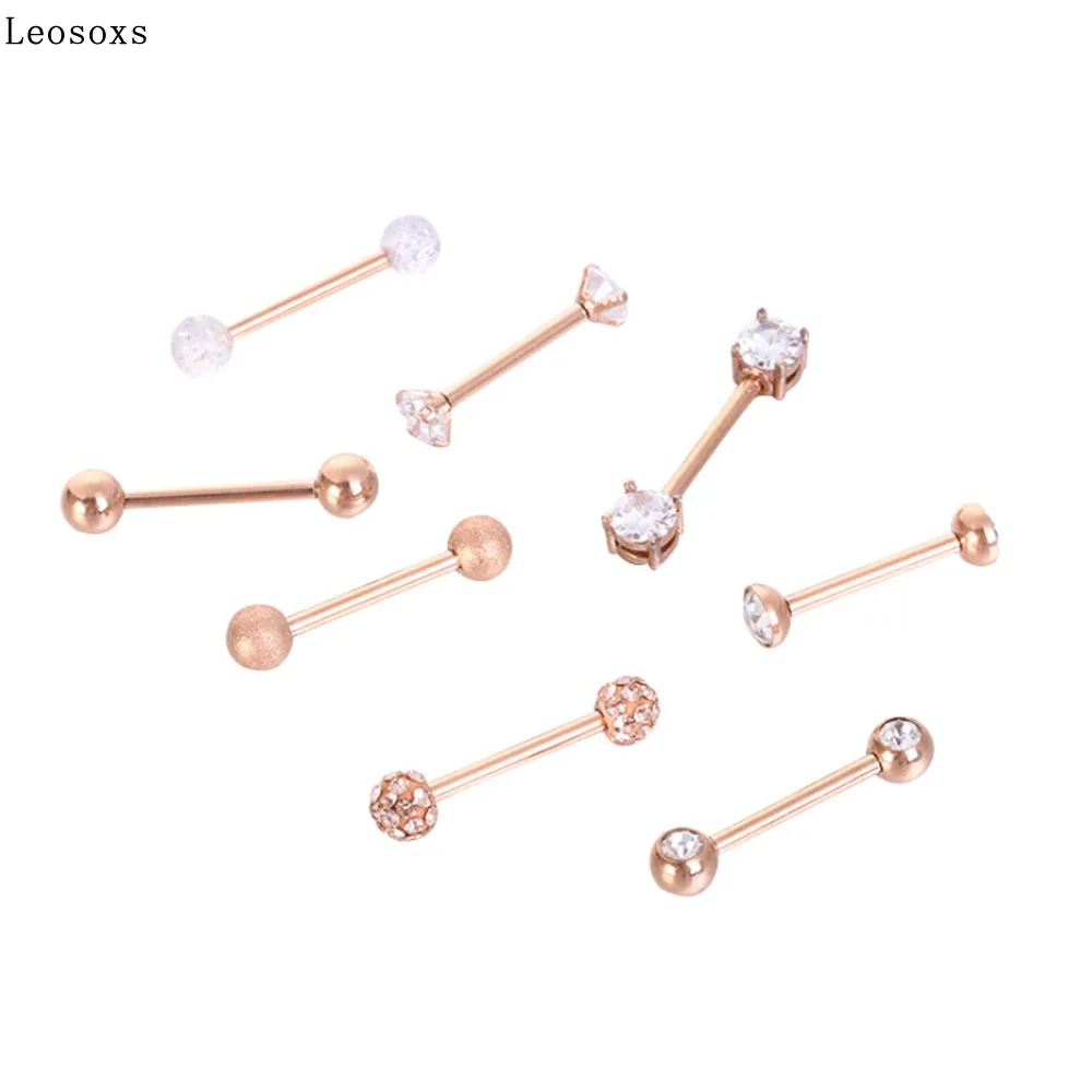 

Leosoxs New 8-piece set stainless steel rose gold tongue stud earrings lip studs piercing jewelry