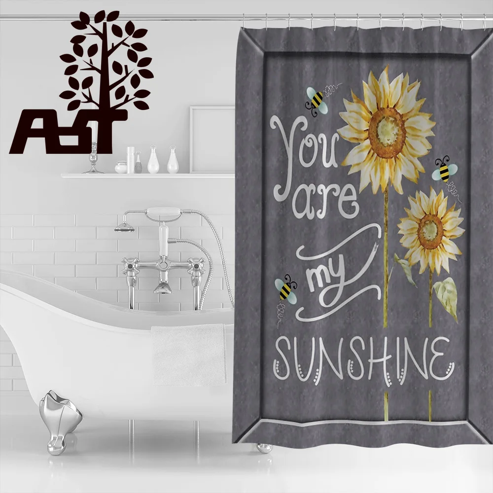 Занавеска для душа You Are My Sunshine Sunflower полиэфирная ткань с 12 крючками