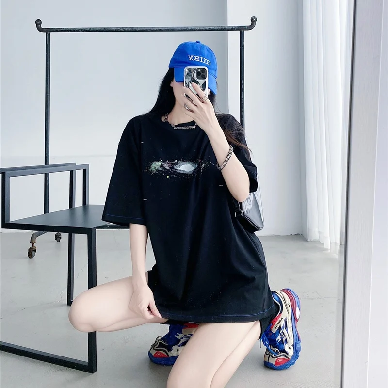 

Adererror T-shirt Milky Way Starry Sky Universe Nebula Men Women 1:1 Ader Error T shirt Casual Cotton Couple Oversized Clothing