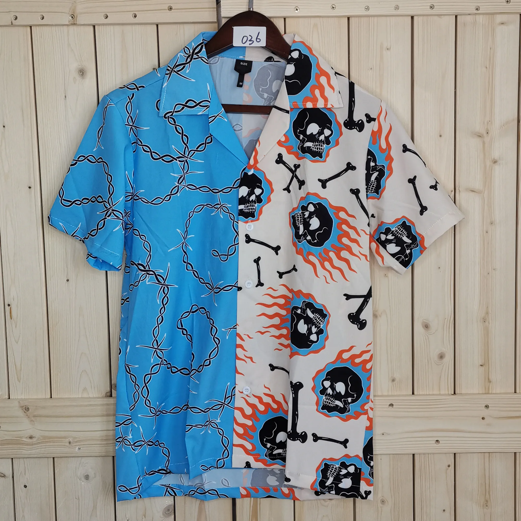 OSCN7 Повседневная Мужская Уличная рубашка с коротким рукавом и принтом 2021