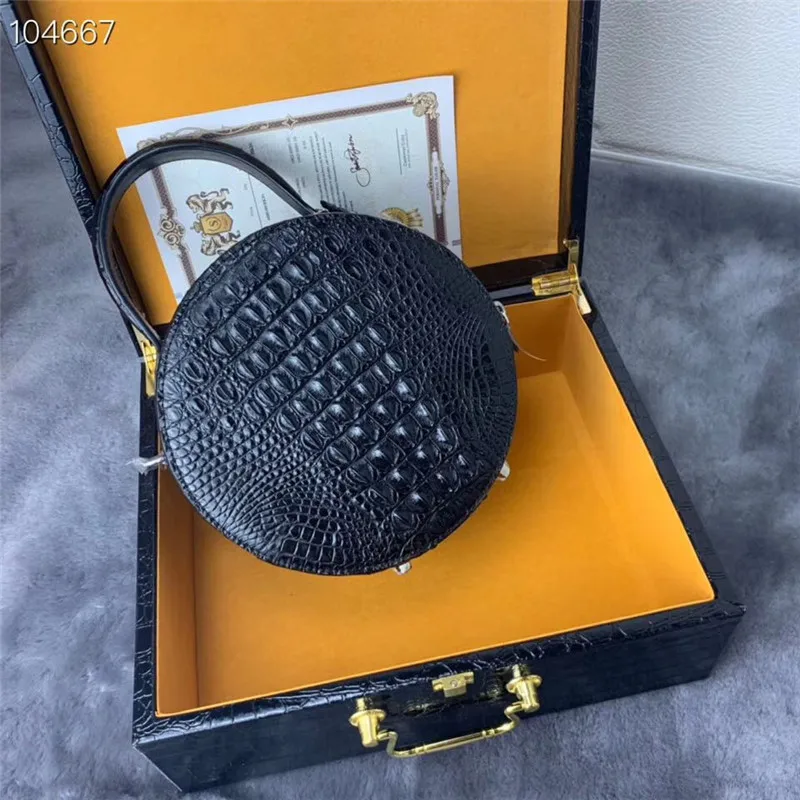 Женский маленький круглый кошелек из натуральной крокодиловой кожи|Сумки с