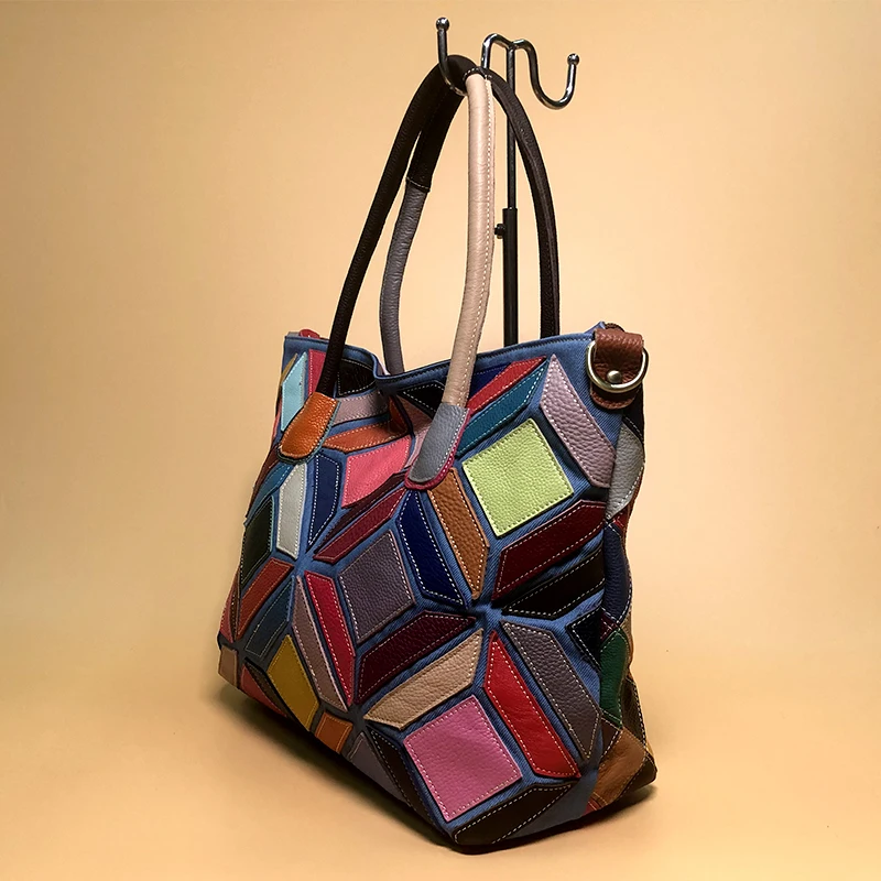 Цвет случайный верхний слой воловья кожа Большая вместительная сумка