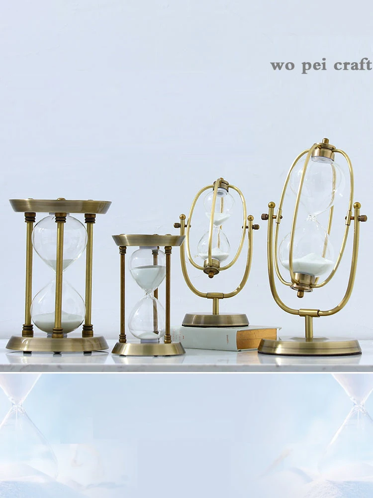 

Rotatable Metal Sandglass Simple Glass Hourglass Desk Decoration Ornaments 15/30 Minute White Sand Countdown Timer Home Timing