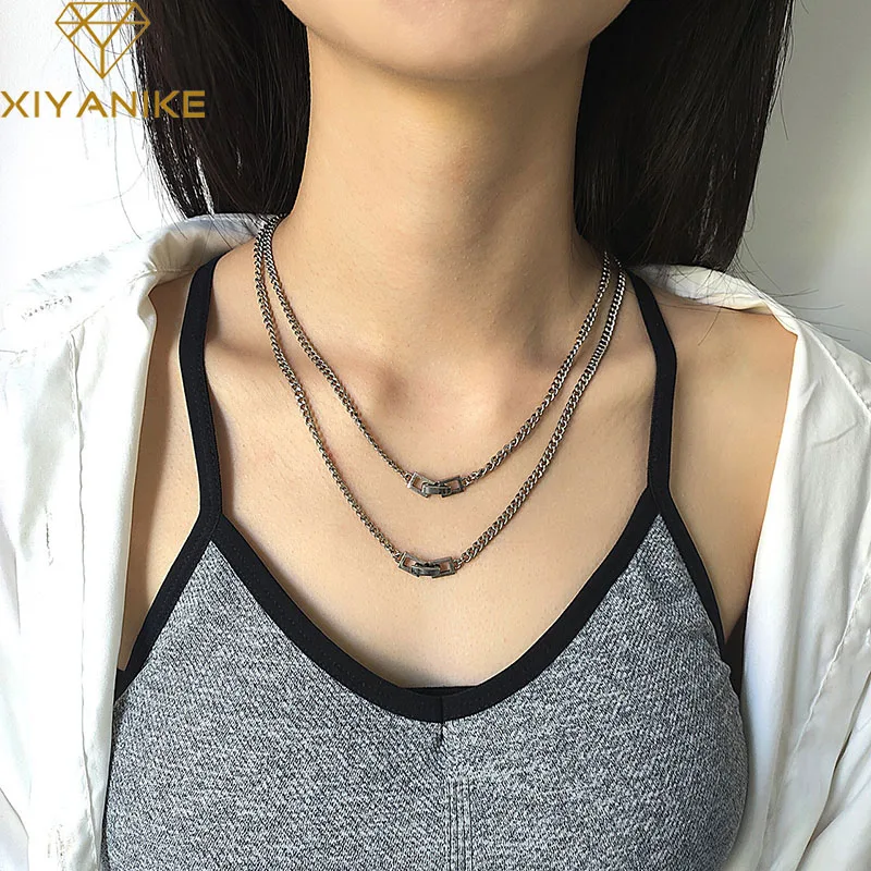 

XIYANIKE 925 Sterling Silver Korean Fashion Retro Thai Silver Chain Necklace Neutral Couple Gift INS Trend Hot Handmade