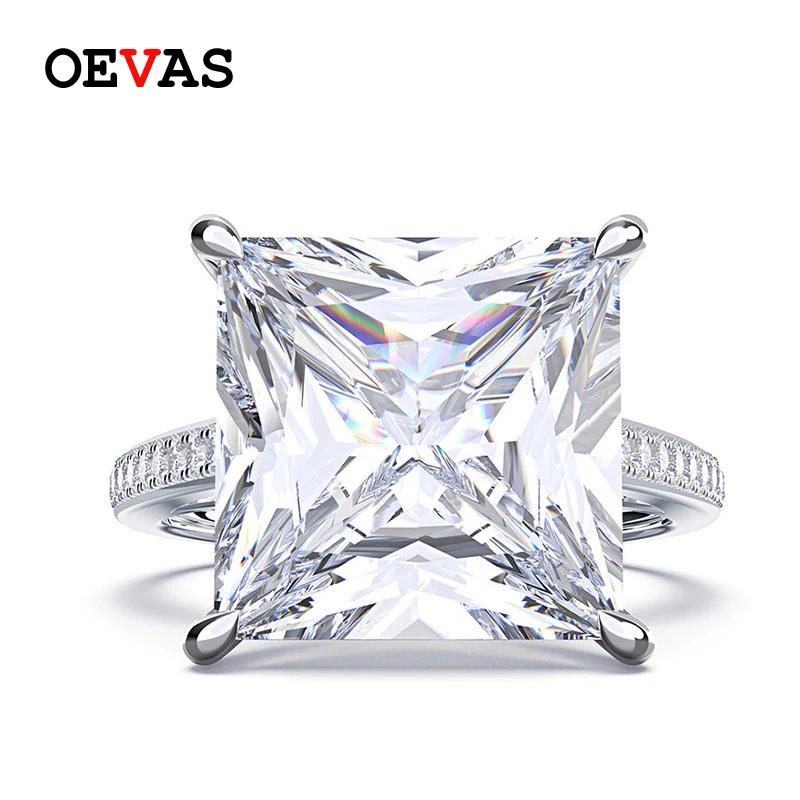 

OEVAS 100% 925 Sterling Silver Square Moissanite Diamonds Gemstone Engagement Wedding Couple Rings Jewelry Wholesale Size 5-12