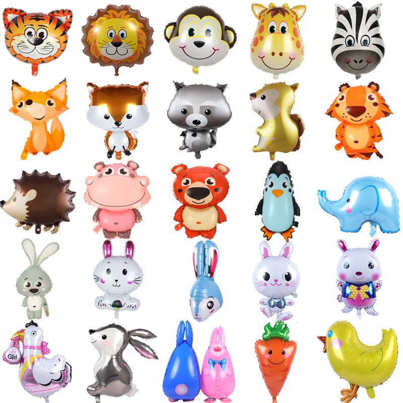1 шт. гелиевый воздушный шар в виде животного лиса кролик тигр фольгированный для