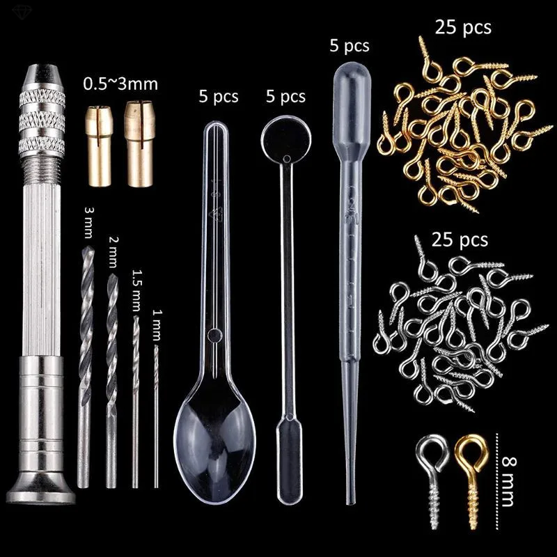 

1 Set DIY Epoxy Resin Materials Professional Jewelry Making Tools Silicone Mold Nail Drill Molds Sequin Spoon Dropper