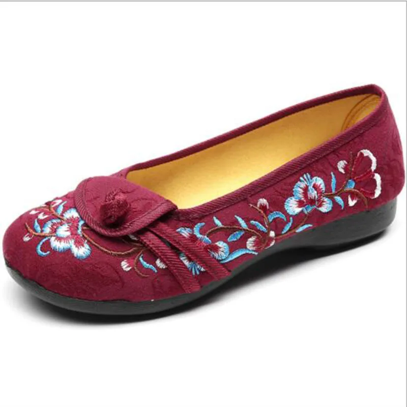 THEAGRANT Womens Casual Flats Spring Autumn Ethnic Embroider Chinese Traditional Flax Loafers Shoes for Women Slip on WFS3097