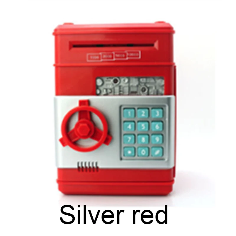 silver red Электронная Копилка сейф копилка tirelire для детей цифровые наличные монеты сохранение Сейф депозит Банкомат машина подарок на день рождения Дети - Цвет: silver red
