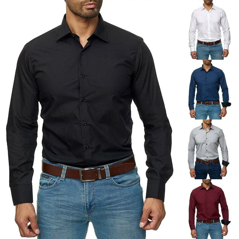 Рубашка Modis мужская деловая с длинным рукавом роскошная приталенная блузка