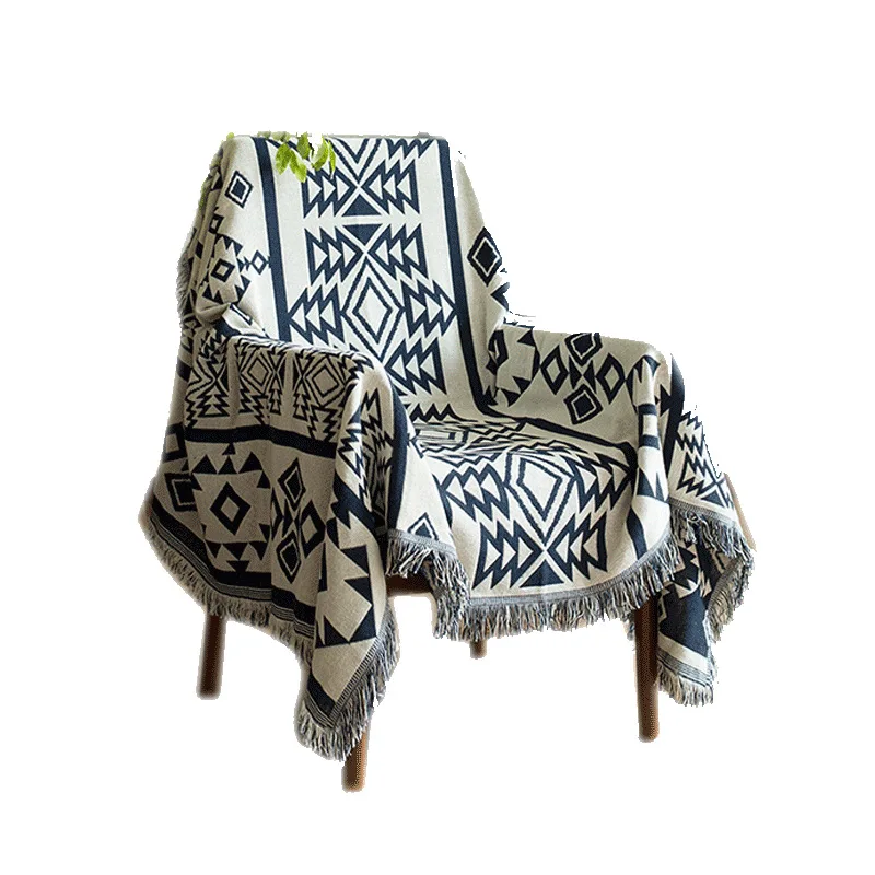 Плед с геометрическим рисунком подвесной гобелен в богемном стиле вязаное