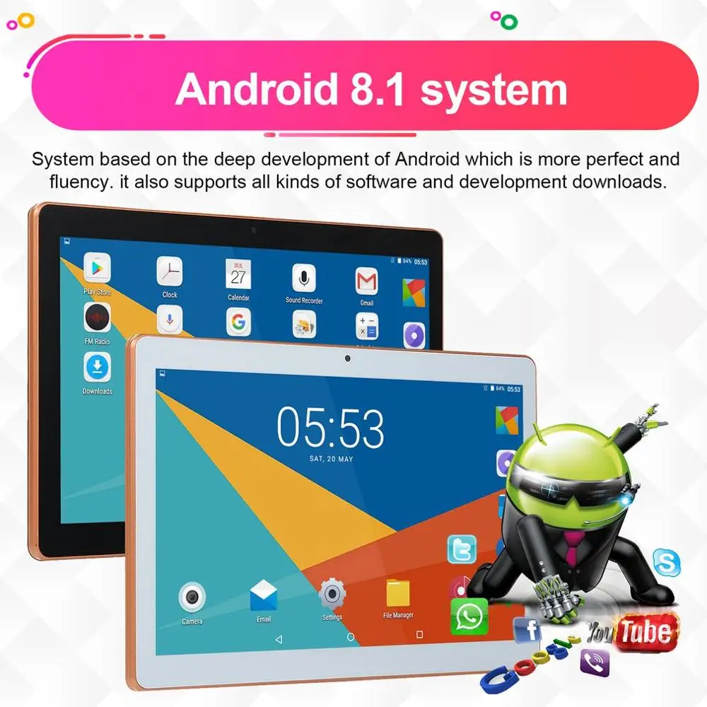 10.1 inch for Android 8.1 plastic Tablet PC 4GB+64GB Ten-Core WIFI tablet 13.0MP Camera