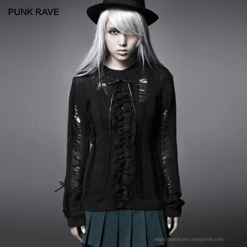 Панк рейв Готический пикантная выдалбливают О-образным вырезом с длинным