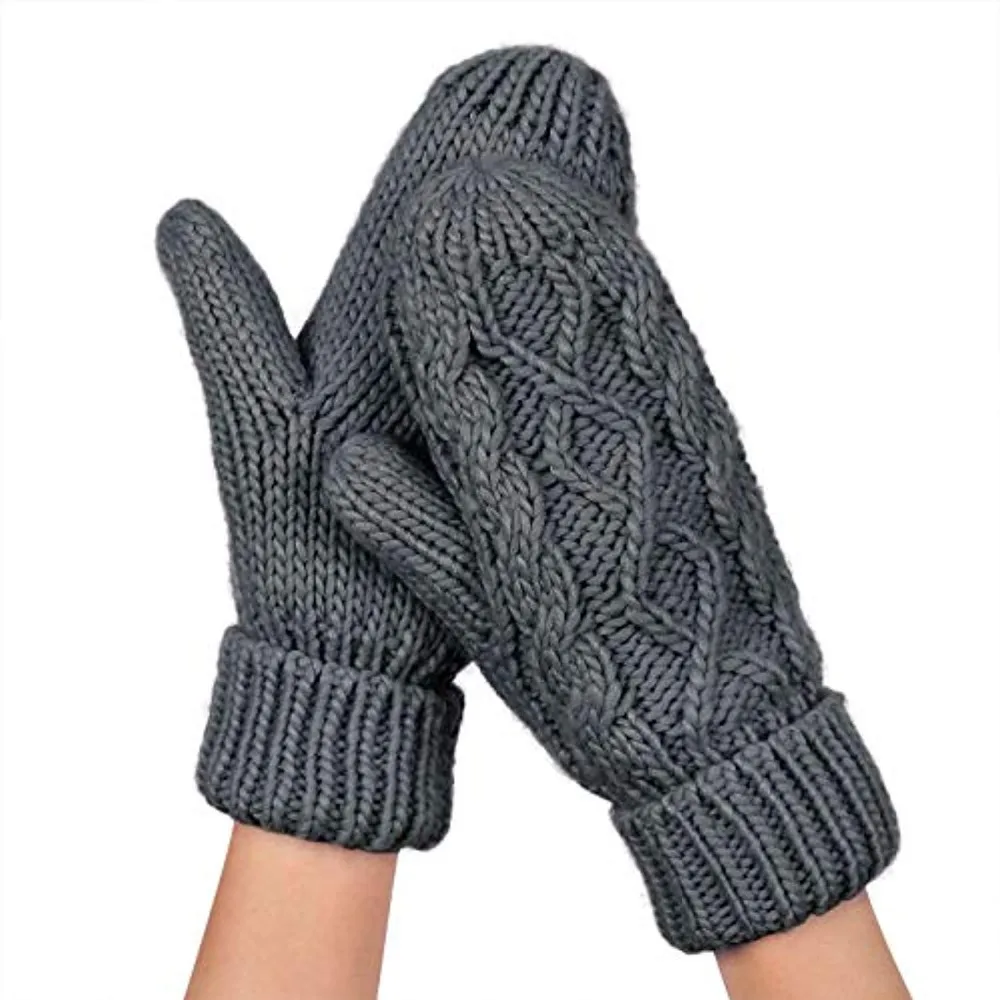 Women Winter Crochet Camp Protective Gloves Twist Cable Knit Hand Warmer Mittens Winter Gloves