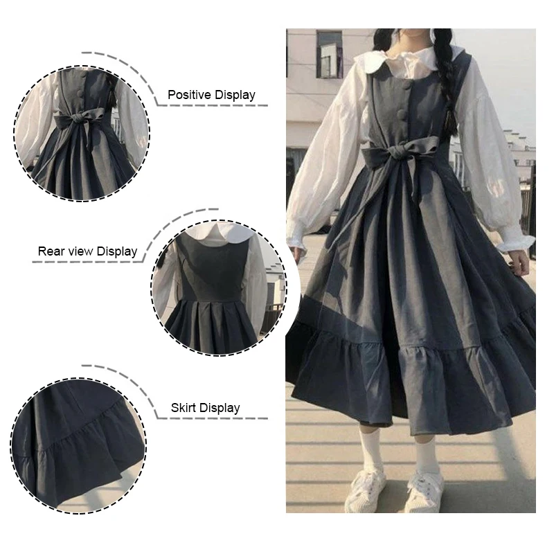 

Girl Sweet Lolita Students Lolita Dress Jsk Sling Dress Women Vintage Pink Dress Japanese Harajuku Kawaii Cute Clothing