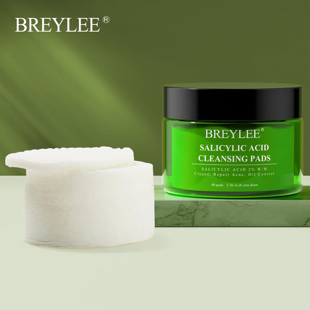 

BREYLEE Salicylic Acid Cotton Pads Serum Treatment Blackhead Pimple Acne Facial Cleaning Pores Oil Control Removal Skin Care
