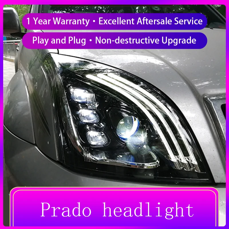 Full светодиодный 2004-2009 для Toyota Prado FJ120 ные фары DRL LED Дальний и ближний свет |