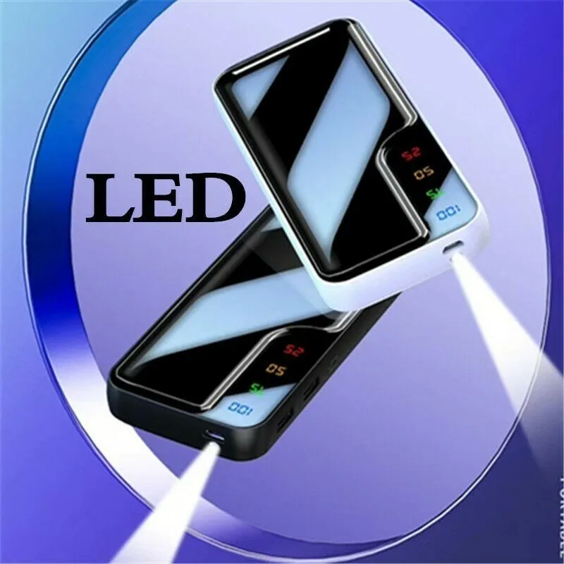 Внешний аккумулятор 30000 мАч цифровой дисплей с зеркальным экраном 2 USB быстрое