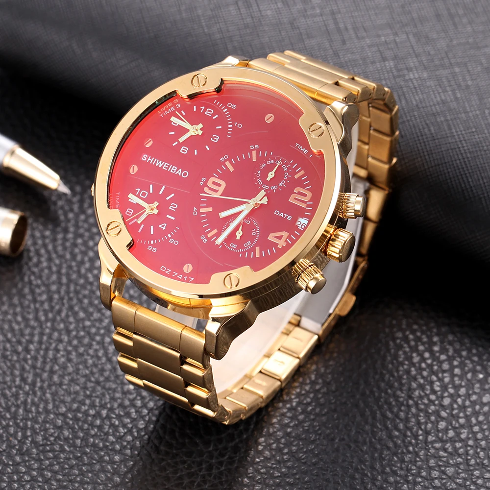 Часы мужские кварцевые в стальной полосе с хронографом и разными часовыми