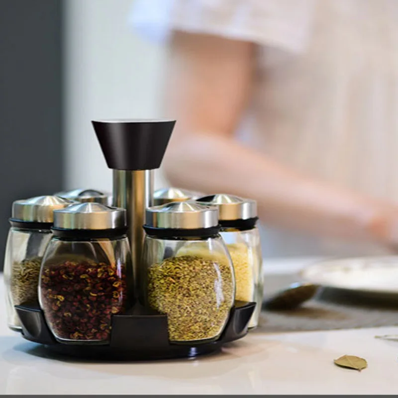 6 шт./компл./комплект прозрачных стеклянных банок для специй кухонных